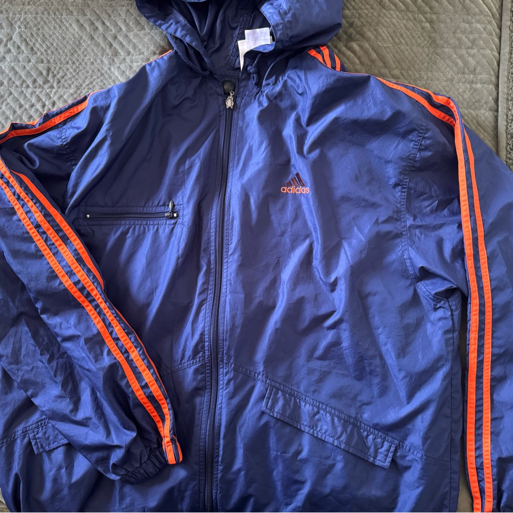 Adidas Blue and Orange Windbreaker Jacket